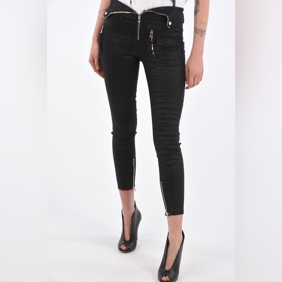 RTA SLIM FIT PINSTRIPE PANTS WITH ANKLE ZIP IN BLACK - Picture 2 of 11